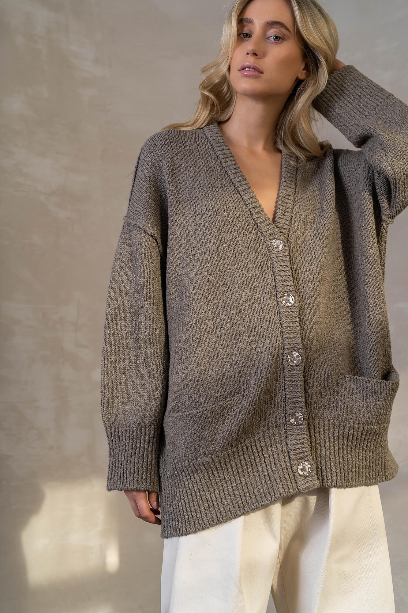 Cardigan June in khaki by VIVAL.STUDIO