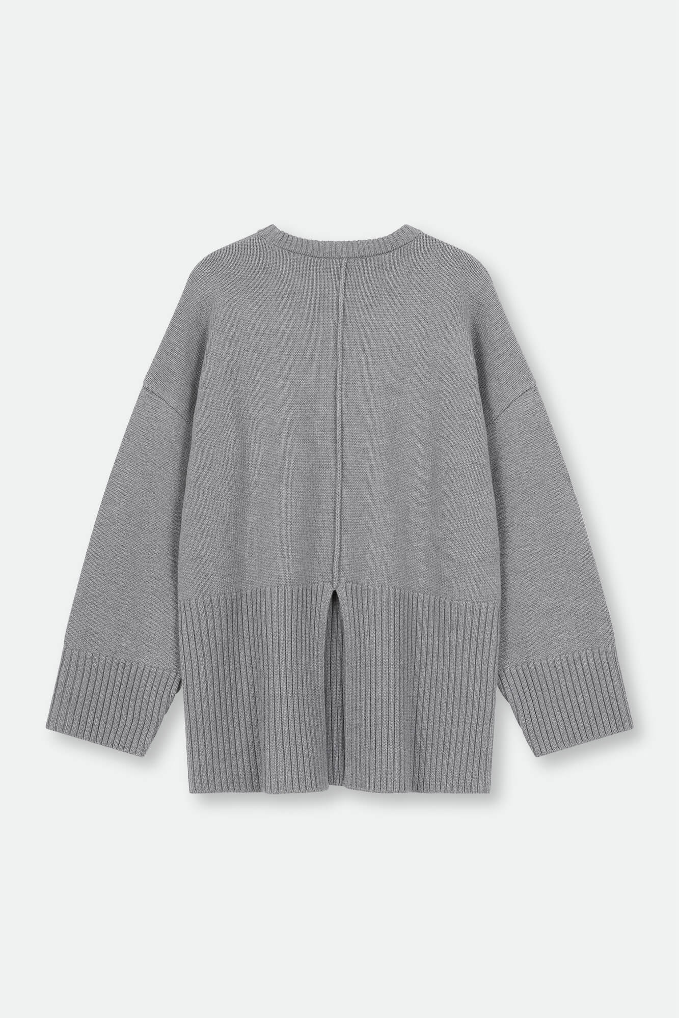 Pullover Cleo in greymelange von hinten by VIVAL.STUDIO