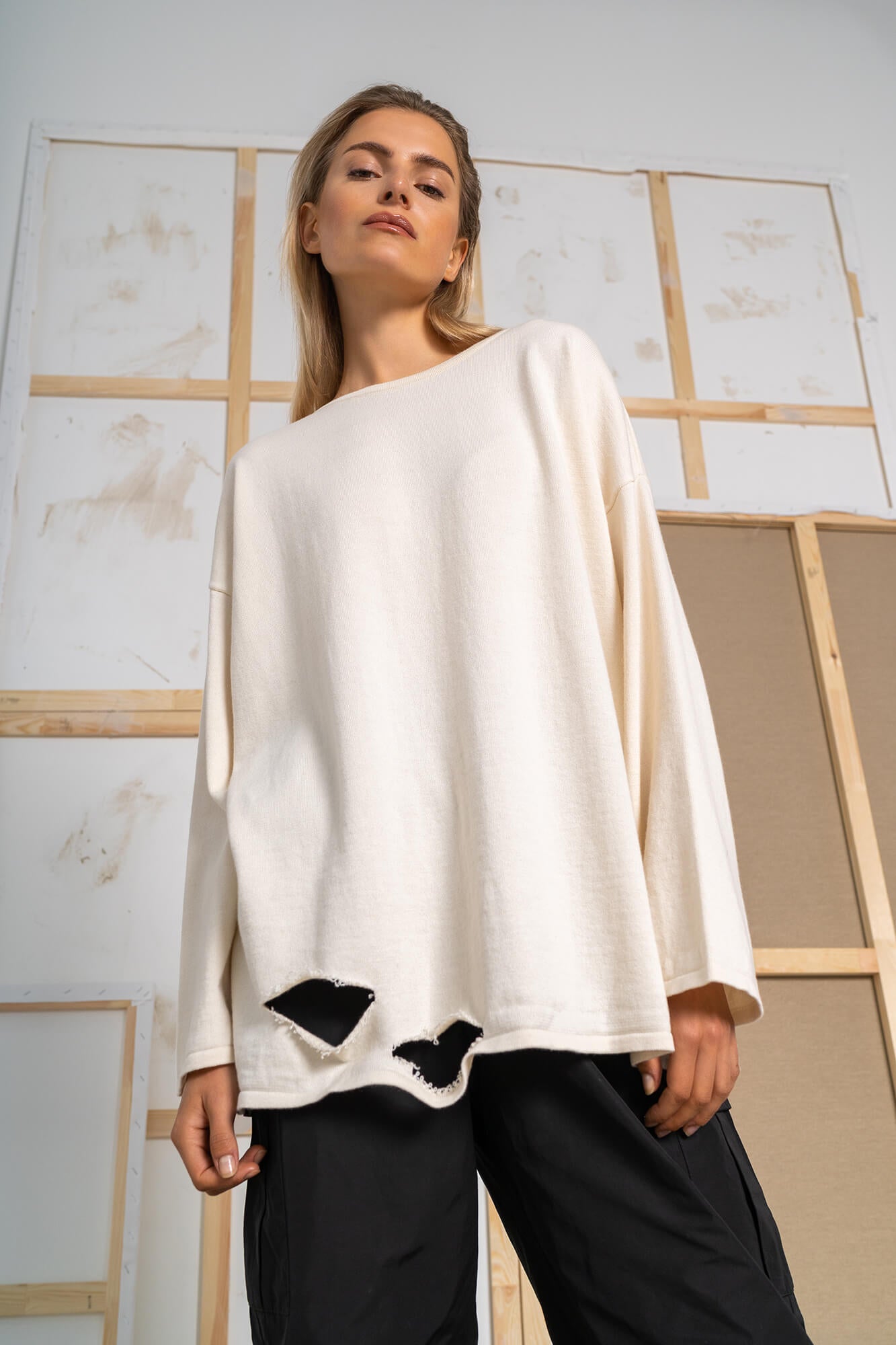 Pullover Sophia in beige by VIVAL.STUDIO