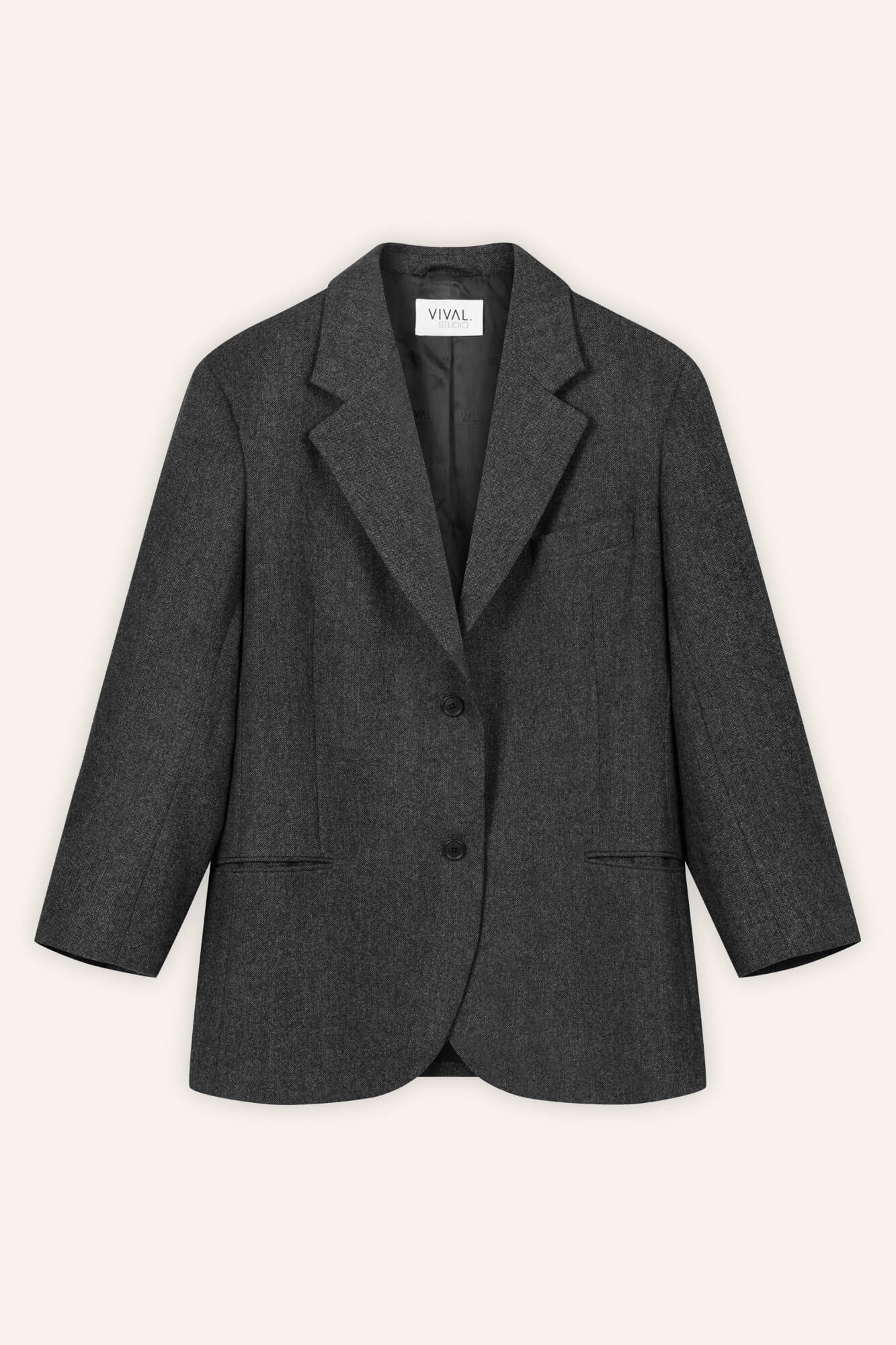 Blazer Livia in Asphalt Melange von vorne by VIVAL.STUDIO