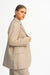 Blazer Livia in Beige Nadelstreifen von der Seite by VIVAL.STUDIO