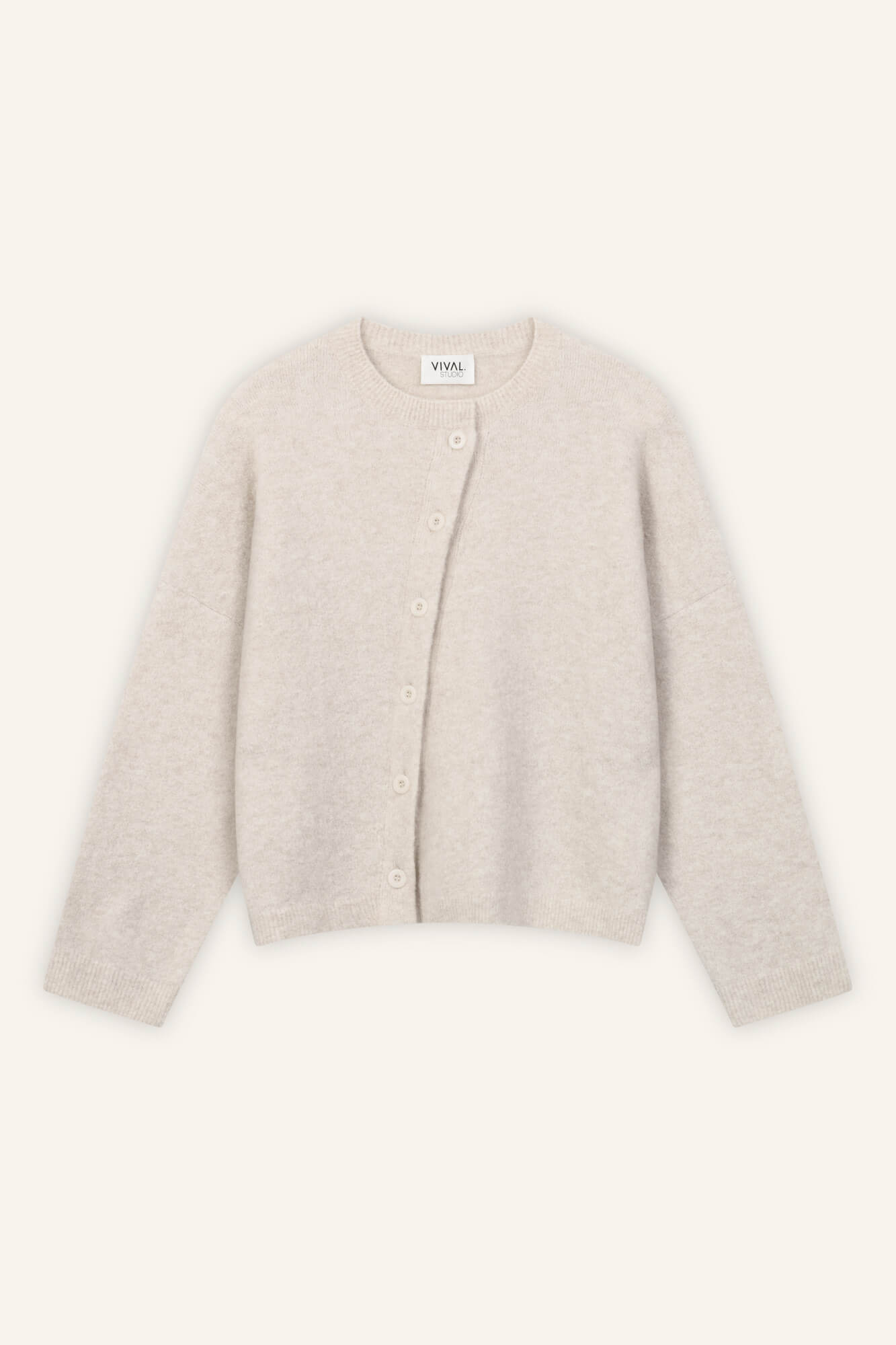 Cardigan Nad in Beige von vorne by VIVAL.STUDIO