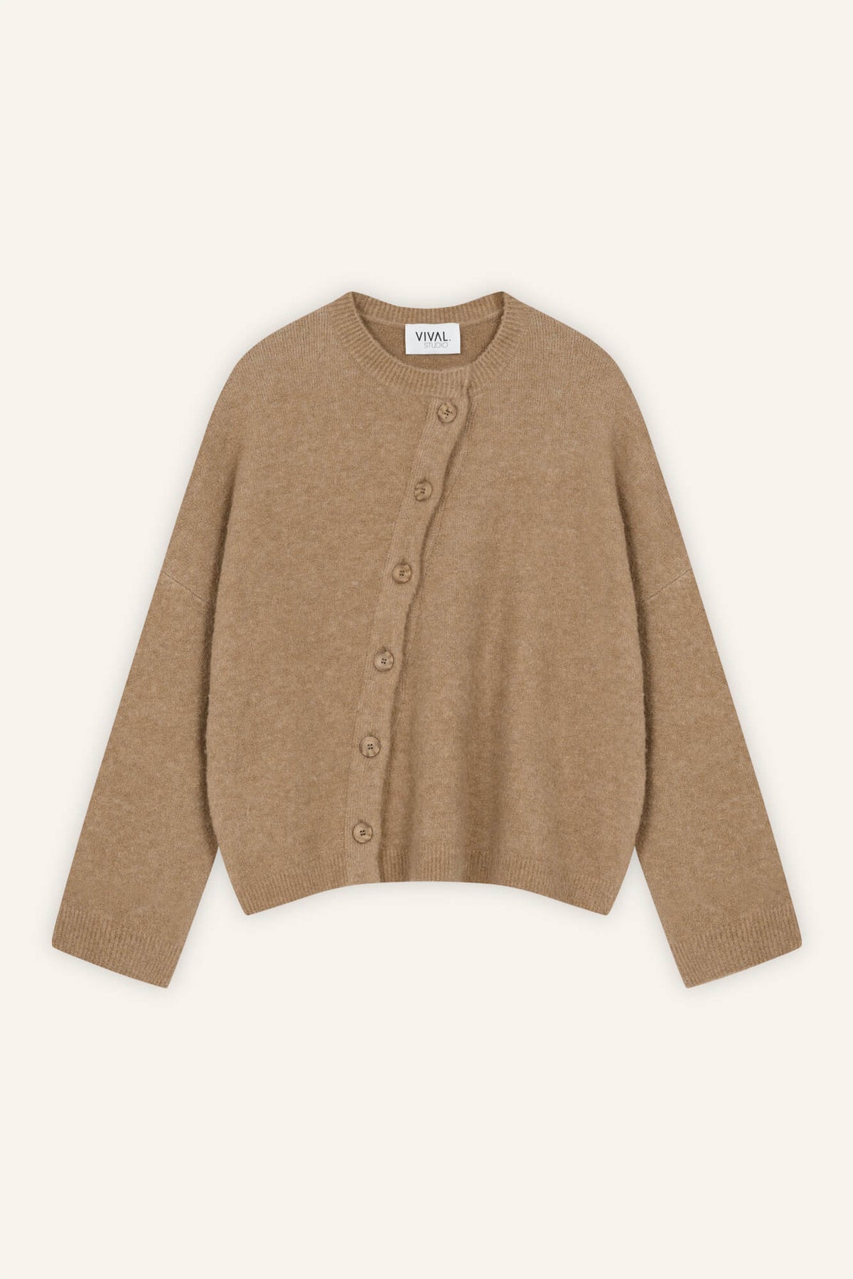 Cardigan Nad in Camel von Vorne by VIVAL.STUDIO