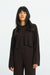 Cropped Langarmshirt Romy in Dunkelbraun von vorne by VIVAL.STUDIO