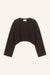 Cropped Langarmshirt Romy in Dunkelbraun von vorne by VIVAL.STUDIO