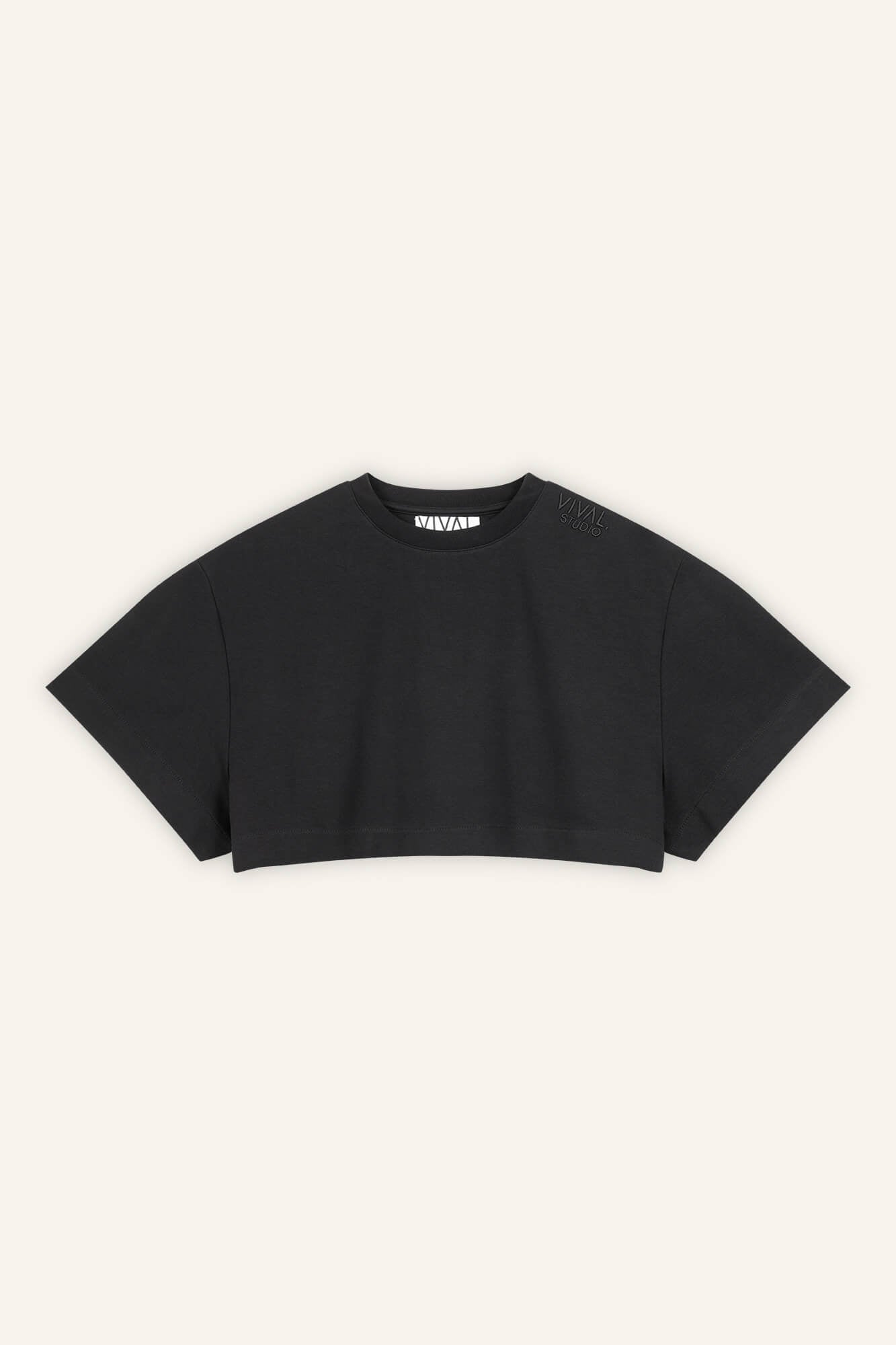 Cropped T-Shirt Sue schwarz front by VivalStudio