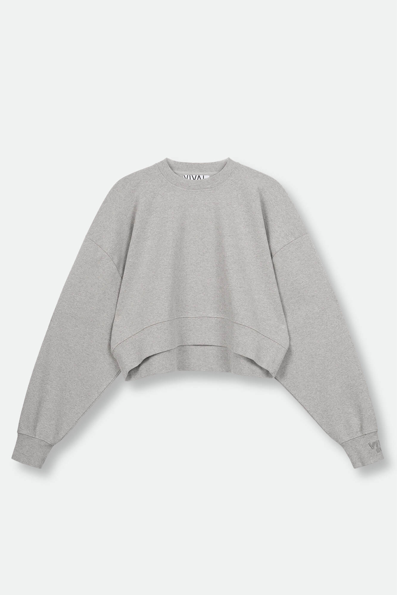 Cropped Sweatshirt Gray von vorne in grau-melange by VIVAL.STUDIO