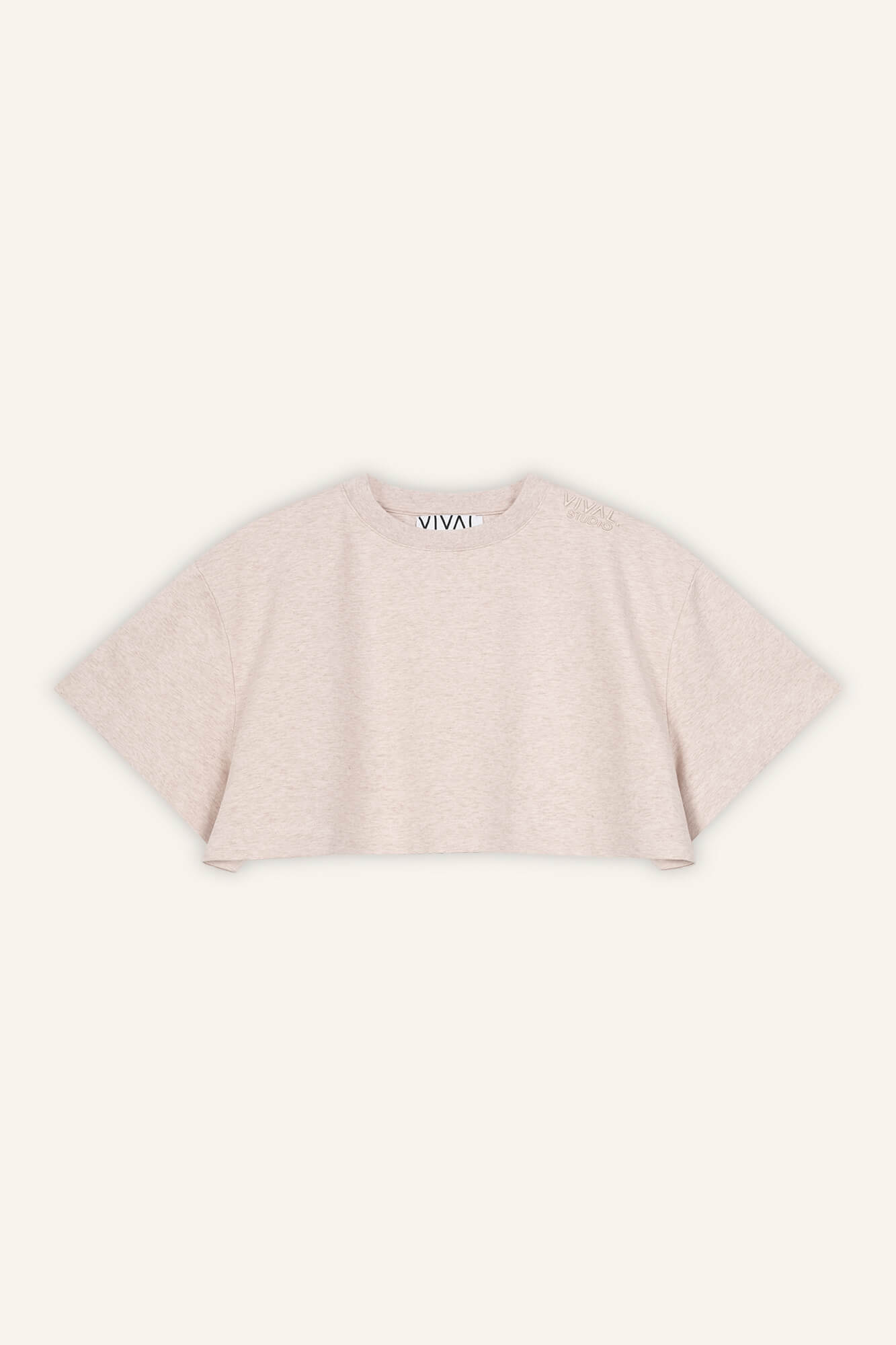 Cropped T-Shirt Sue beige melange front by VivalStudio