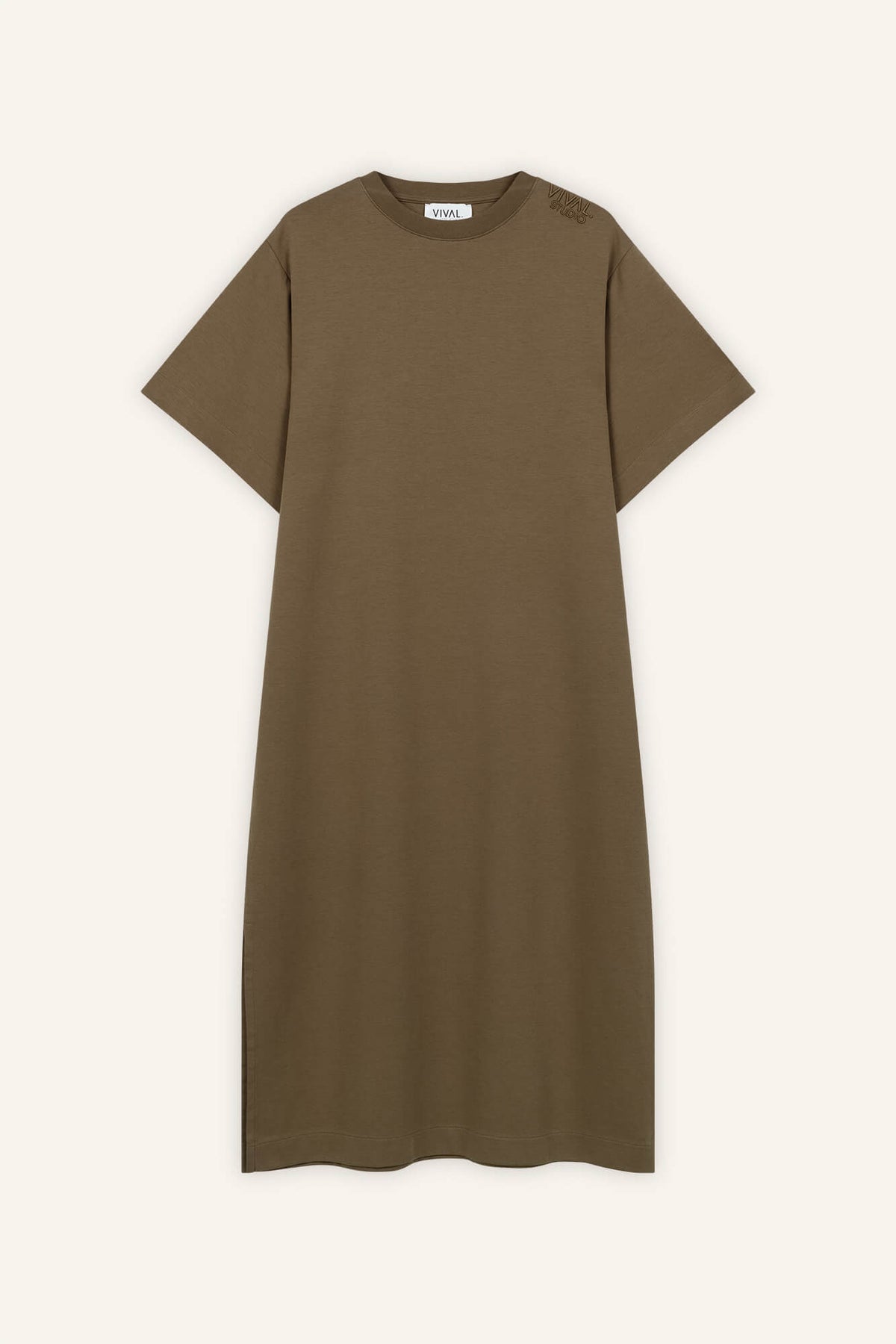 Kleid Sue in Mud von vorne by VIVAL.STUDIO