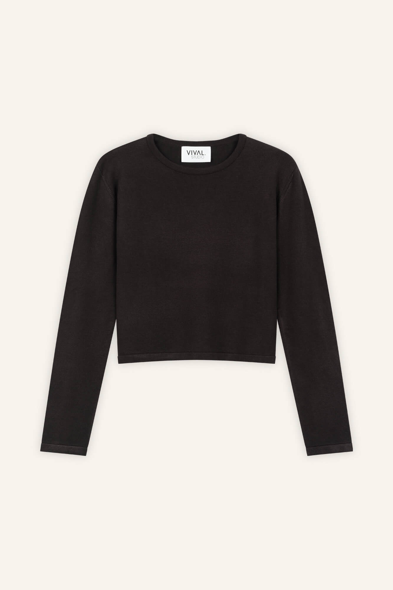 Langarmshirt Rim in Dunkelbraun von vorne by VIVAL.STUDIO