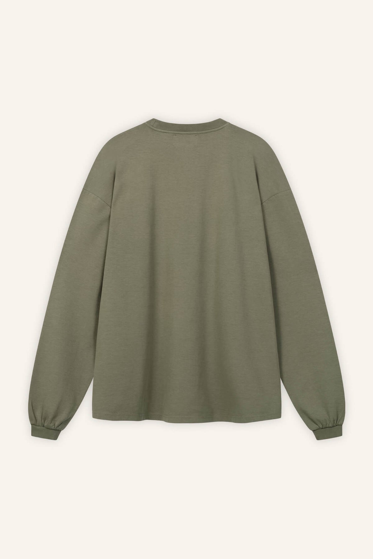Langarmshirt Sue in Oliv von hinten by VIVAL.STUDIO