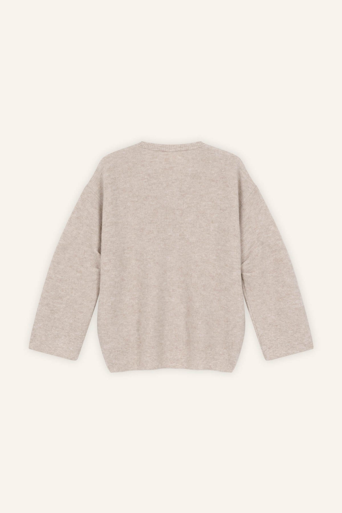 Pullover Eve in Beige Melange von hinten by VIVAL.STUDIO