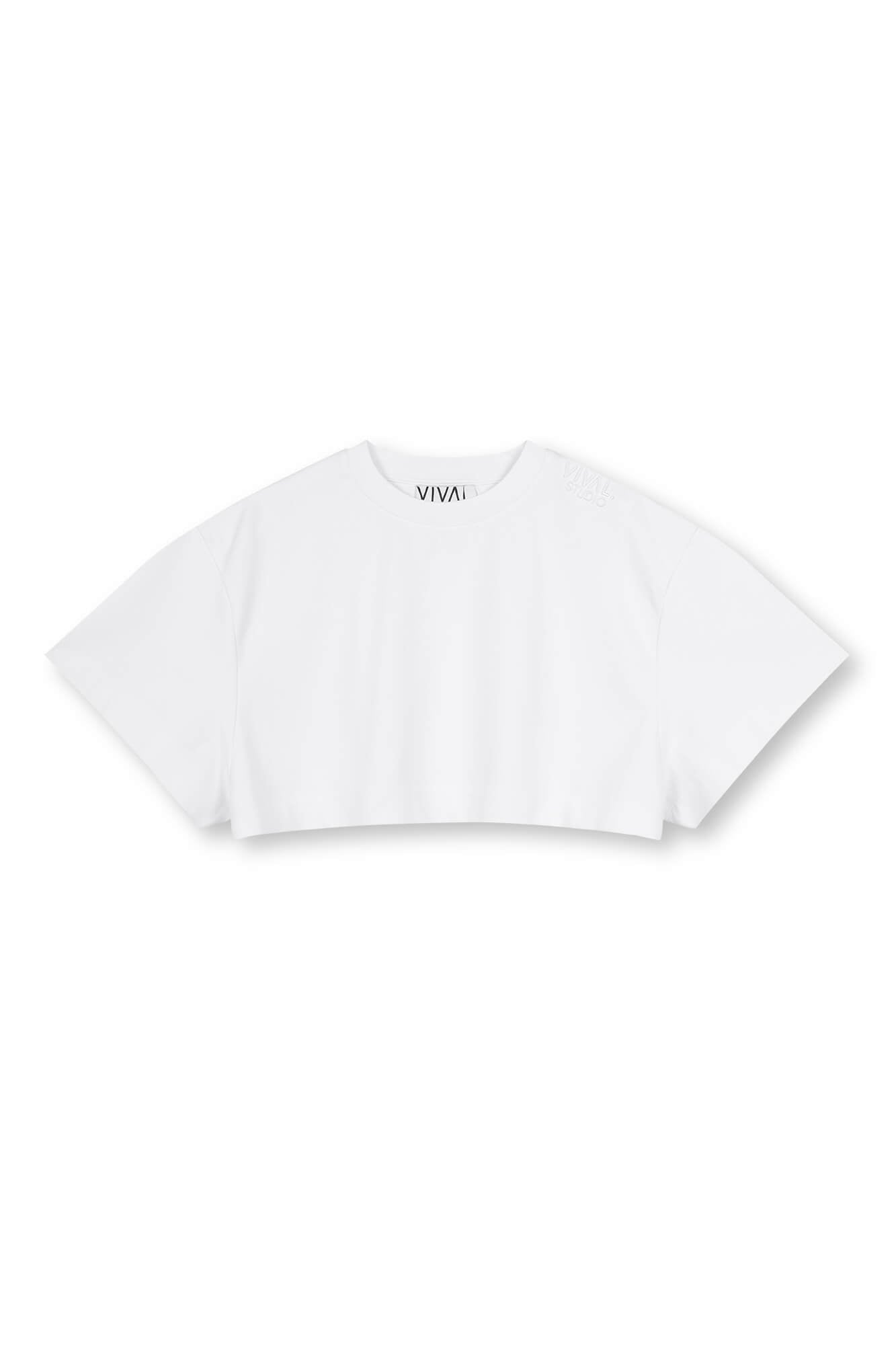 Cropped T-Shirt Sue in Weiß von vorne by VIVAL.STUDIO