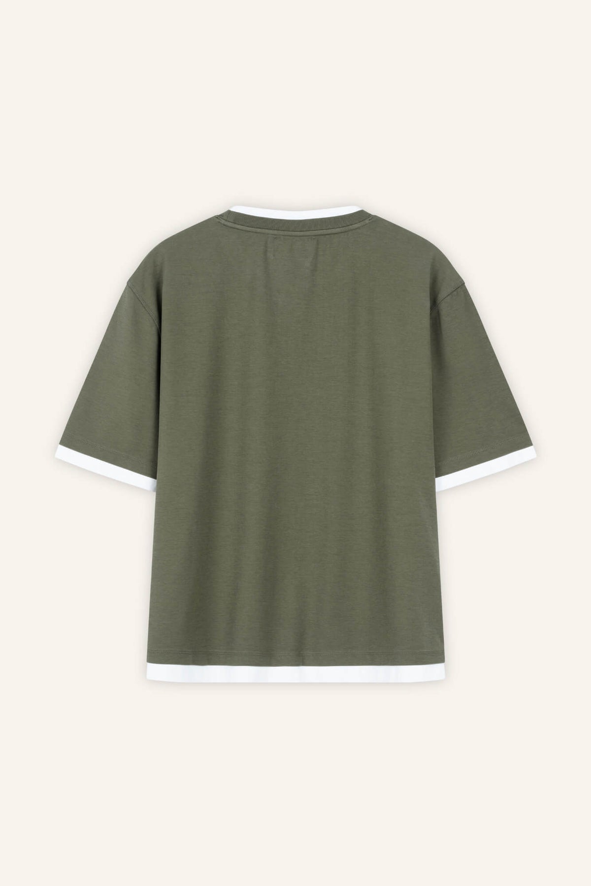 T-Shirt Loui in Oliv von hinten by VIVAL.STUDIO