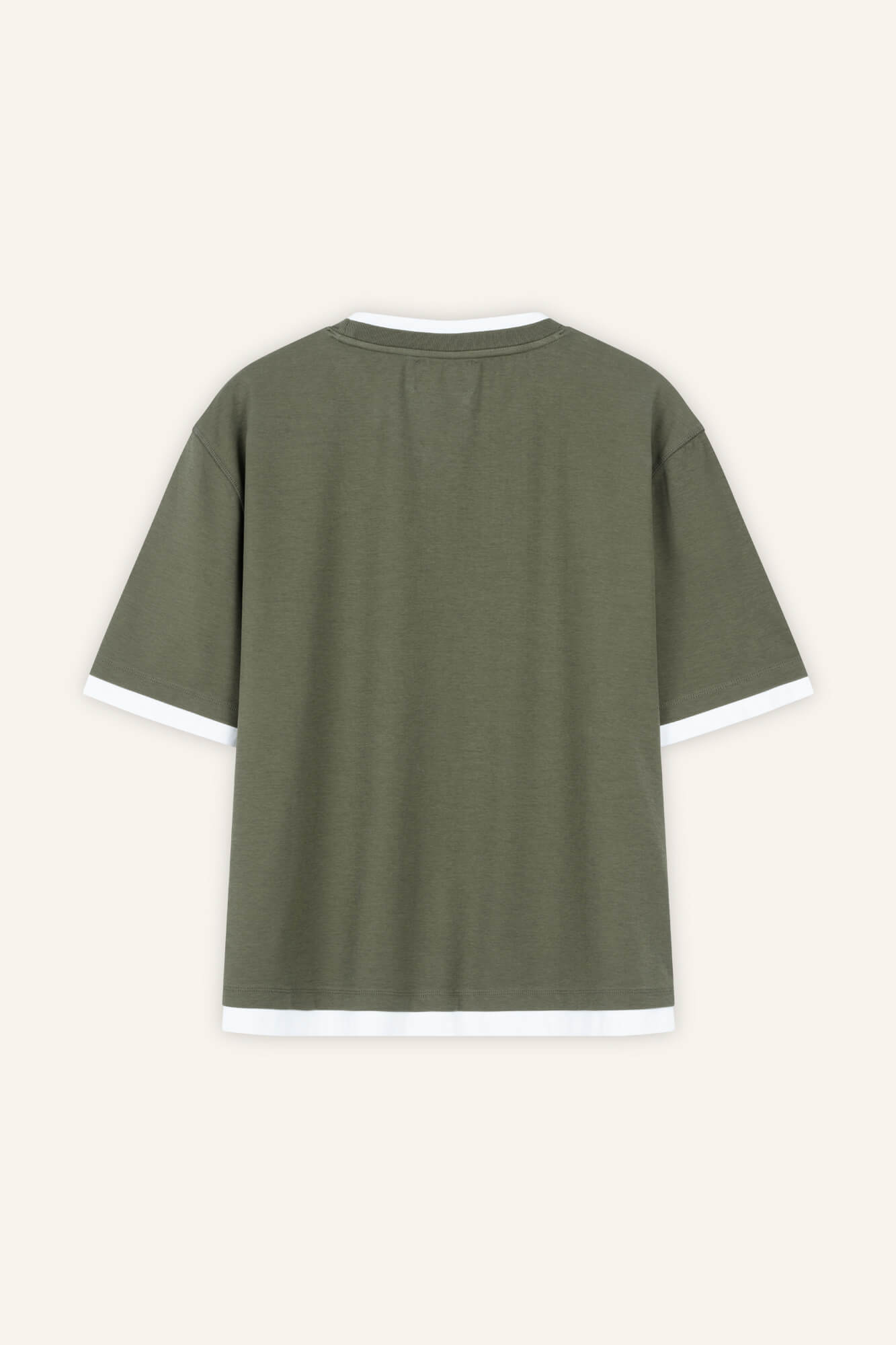 T-Shirt Loui in Oliv von hinten by VIVAL.STUDIO