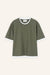 T-Shirt Loui in Oliv von vorne by VIVAL.STUDIO