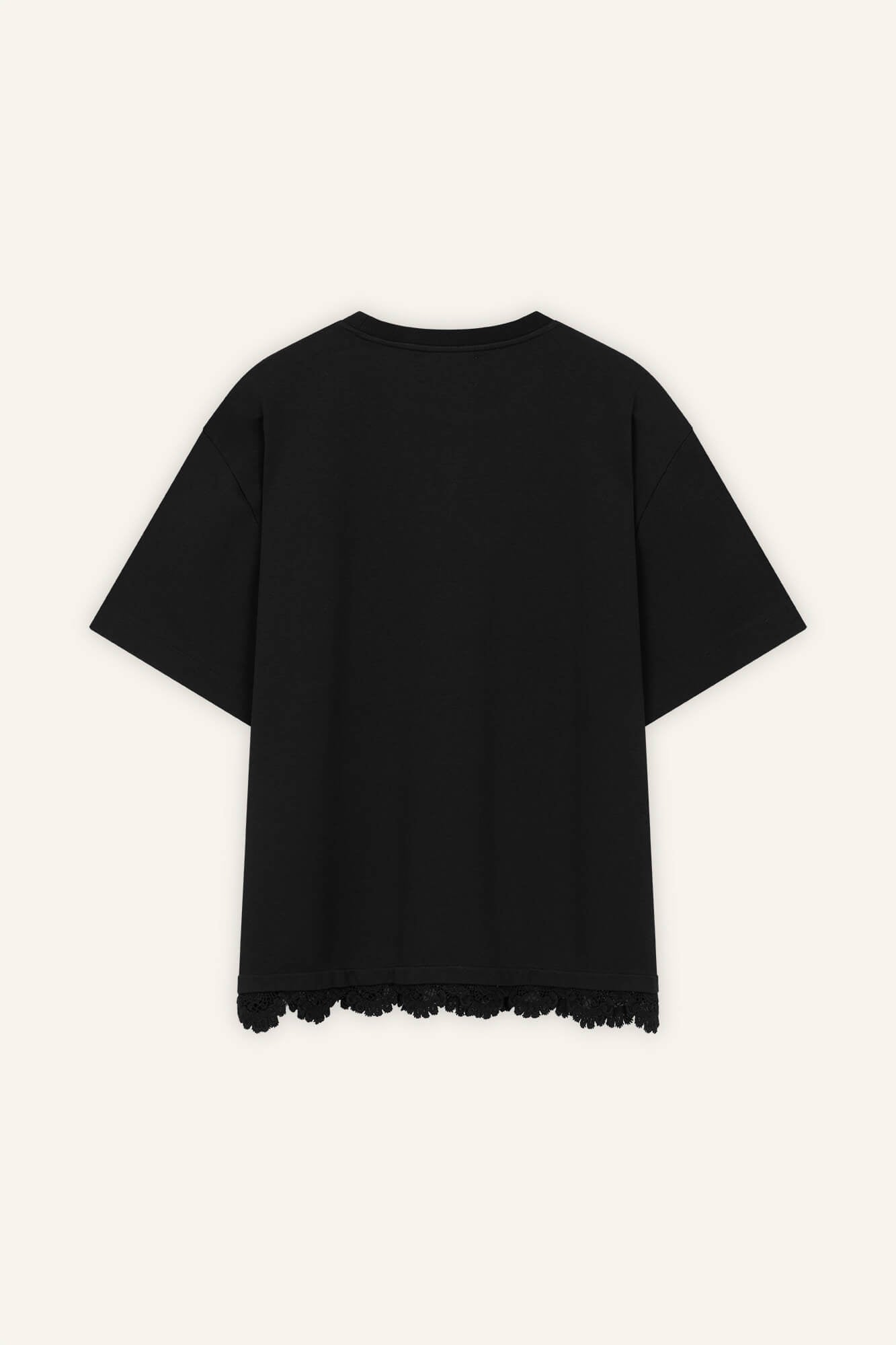 T-Shirt Sue in Schwarz Crochet von hinten by VIVAL.STUDIO