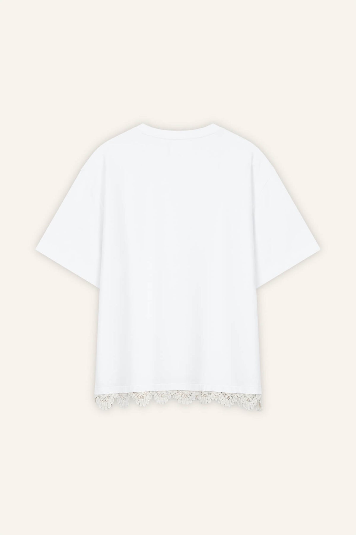 T-Shirt Sue in Weiß Crochet von hinten by VIVAL.STUDIO