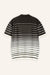 T-Shirt mit Polokragen Blair in Dunkelbraun und Offwhite gestreift von hinten by VIVAL.STUDIO