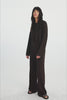 Cropped Langarmshirt Romy in Dunkelbraun von vorne by VIVAL.STUDIO