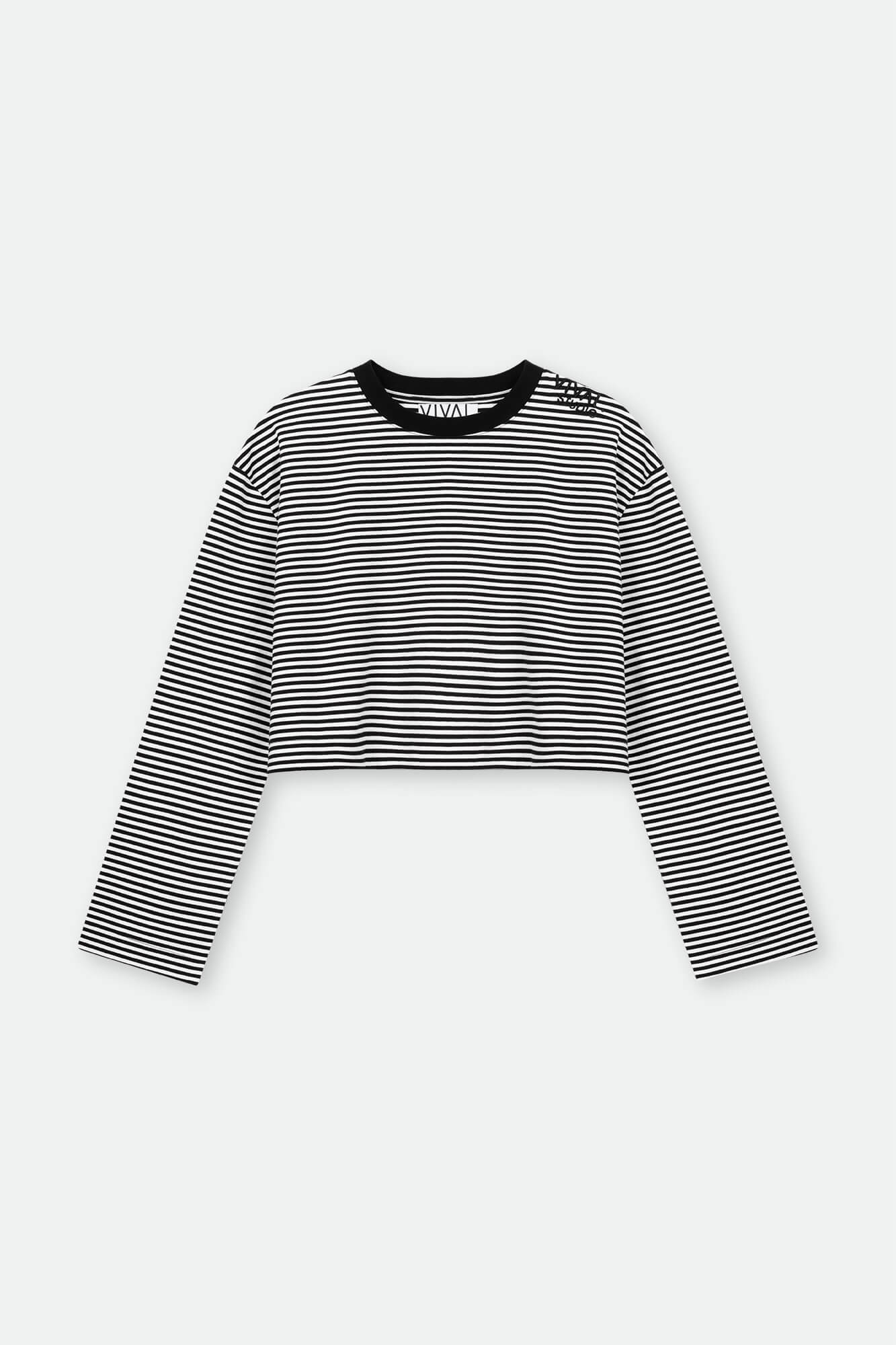 Cropped Shirt Sue in schwarz und weiß by VIVAL.STUDIO